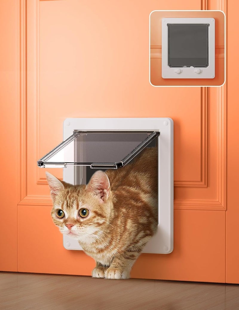 LIBBEPET Cat Door Interior Door, Indoor Cat Doors, Medium Pet Doors for Cats Up to 13 lbs(Frame Size 7.5" x 8.7"), Upgraded 4 Way Locking Kitty Door for Interior & Exterior Doors, Easy to Install - Image 1